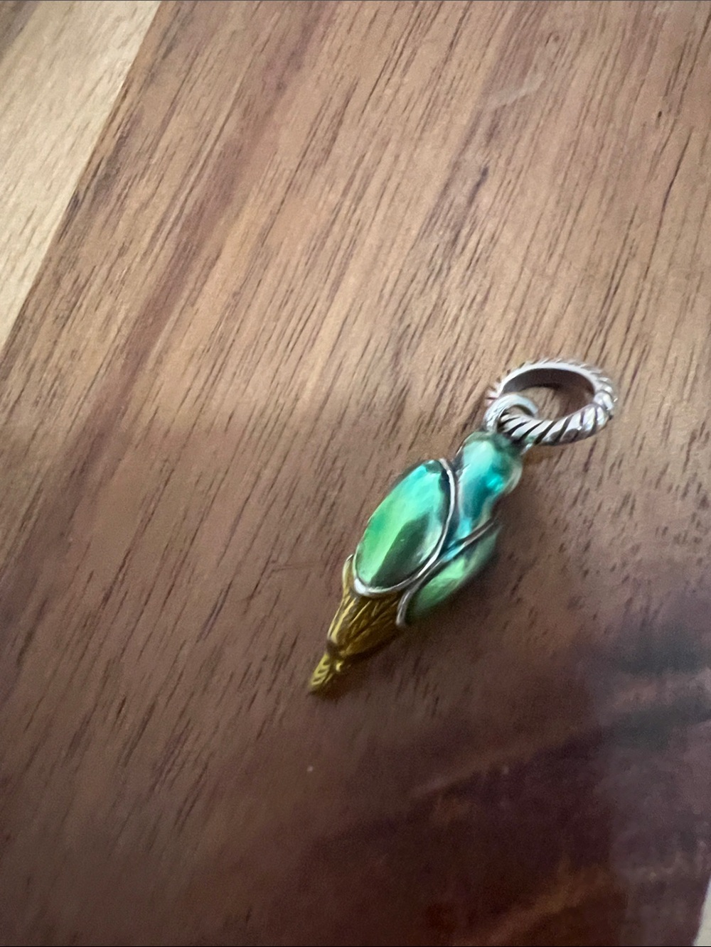 Brighton Parrot Charm Pendant in Green and Gold - Picture 3 of 7
